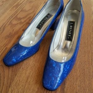 J Renee Womans 7.5 M Metallic Blue Heels Plastic